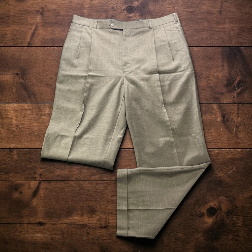Vintage Brooks Brothers Mens 38x30 Pleated Wool Pants Olive Taupe Cuffed Canada